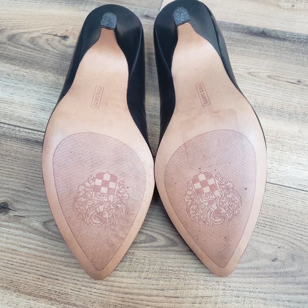 Vince Camuto black leather mid heel pumps - Picture 6 of 8